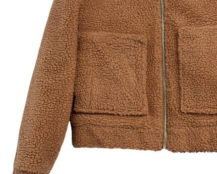 Princess Polly Brown Teddy Faux Fur Zip-Up Jacket