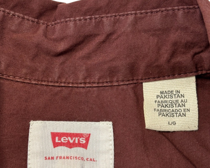 Levi's Maroon Long-Sleeve Button-Down Cotton Shirt