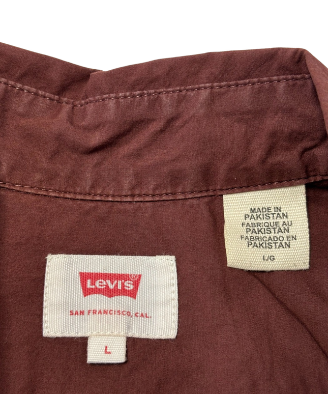 Levi's Maroon Long-Sleeve Button-Down Cotton Shirt