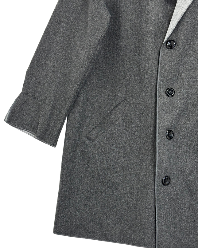 Grey Minimalist Oversized Mid-Length Coat
