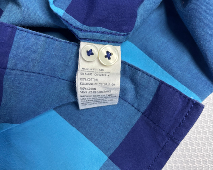 American Eagle Blue Checkered Short Sleeve Slim Fit Shirt