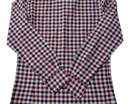 Massimo Dutti Red and Navy Checkered Button-Down Shirt