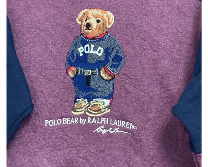 Reworked Polo Ralph Lauren Navy/Maroon Polo Bear Colorblock Sweatshirt