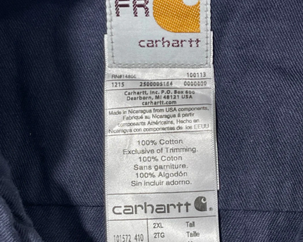 Carhartt Navy Blue Flame-Resistant Long Sleeve Utility Work Shirt