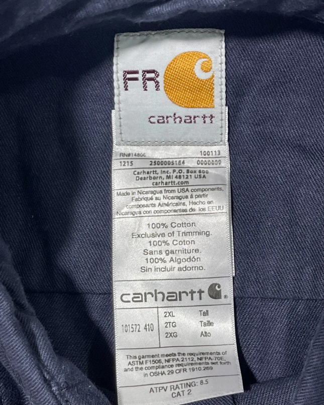 Carhartt Navy Blue Flame-Resistant Long Sleeve Utility Work Shirt