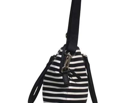 Kate Spade Black and White Striped Satchel Bag