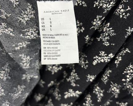 American Eagle Black Ditsy Floral Tie-Shoulder Mini Dress