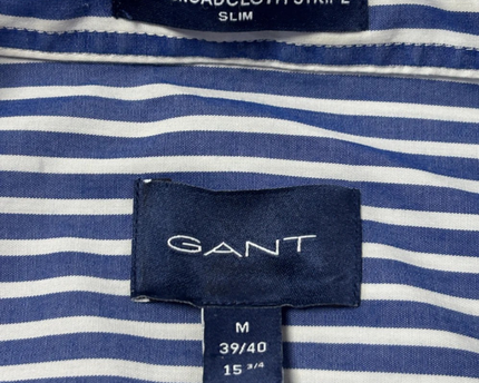 GANT Blue/White Striped Broadcloth Slim Fit Shirt