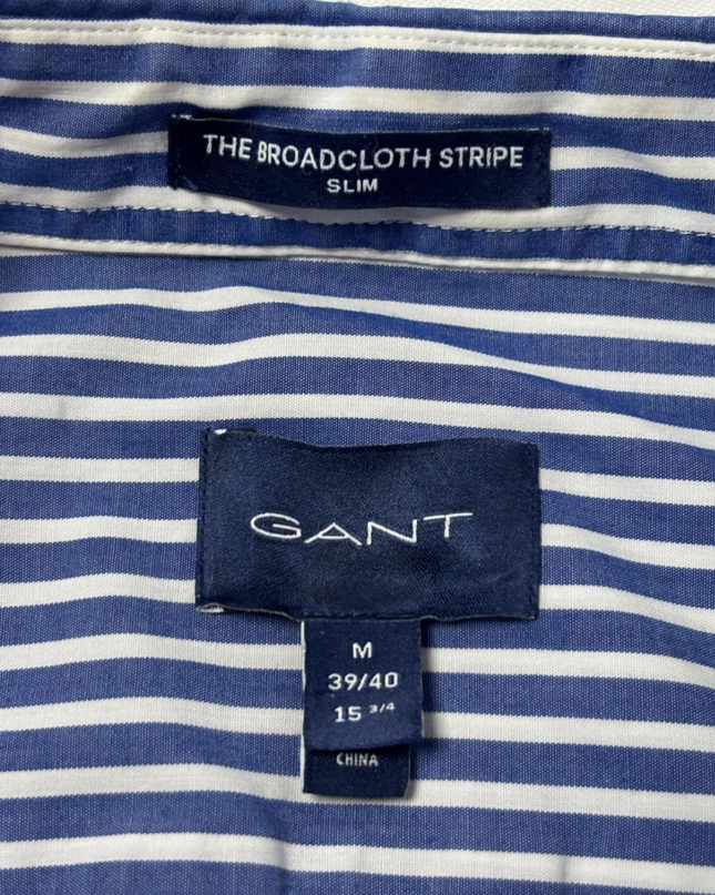 GANT Blue/White Striped Broadcloth Slim Fit Shirt