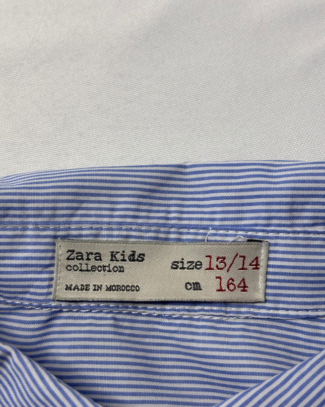 Zara Kids Blue Striped Long Sleeve Button-Down Shirt