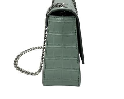 Charles & Keith Sage Green Croc-Effect Chain Strap Bag W/TAG