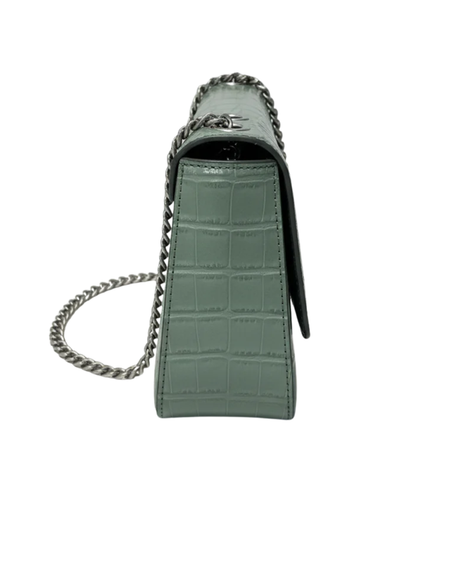 Charles & Keith Sage Green Croc-Effect Chain Strap Bag W/TAG