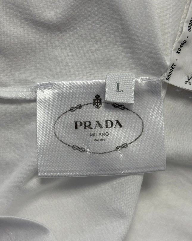 Prada White Sleeveless Top with Silk Ruffle Front