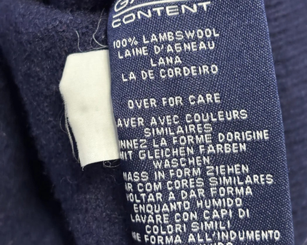 GANT Navy Blue V-Neck Lambswool Sweater
