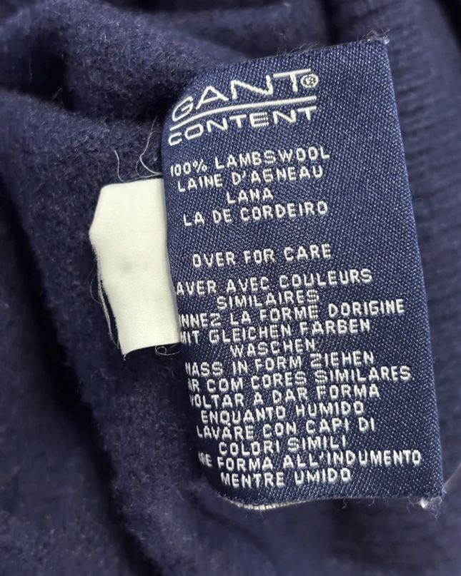 GANT Navy Blue V-Neck Lambswool Sweater