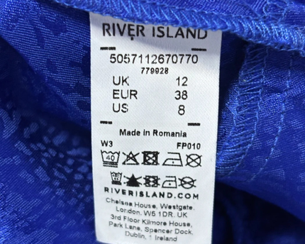 River Island Blue Textured Ruffle Tie-Waist Skort
