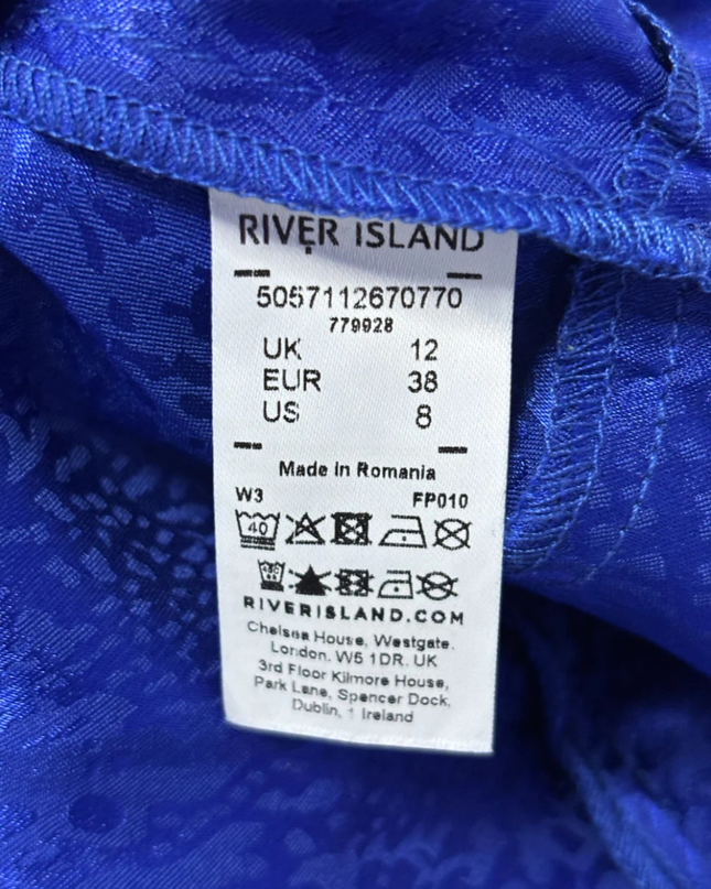 River Island Blue Textured Ruffle Tie-Waist Skort