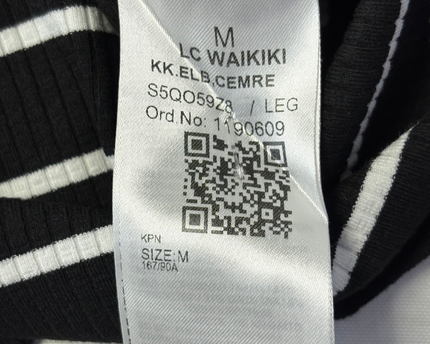 LCW Black & White Striped Sleeveless Polo Dress