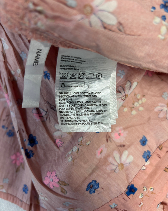 H&M Pink Floral Smocked Bodice Tiered Dress