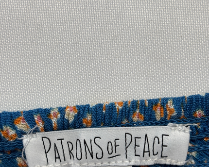 Patrons of Peace Blue Boho Floral Smocked Cami Top