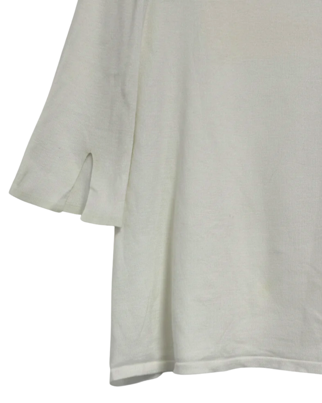 G2000 White 3/4 Sleeve Knit with Slit Cuffs Top