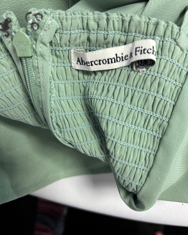 Abercrombie & Fitch Sage Green Corset-Style Midi Dress