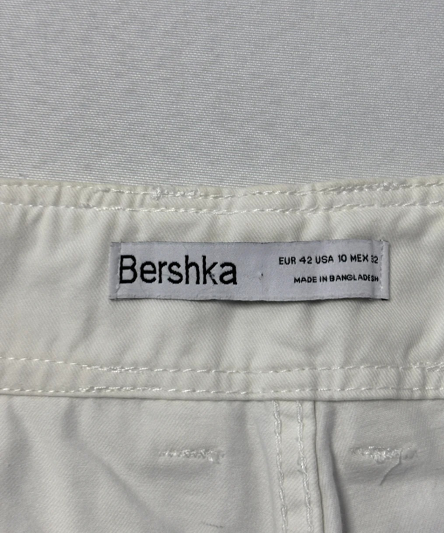 Bershka White High-Waist Cargo Utility Pants