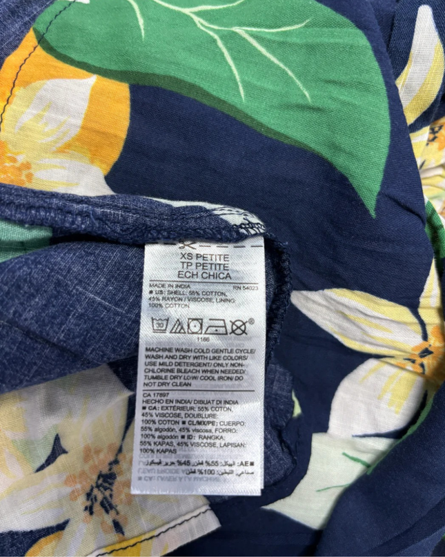 Old Navy Navy Blue Floral Lemon Print Tiered Maxi Dress