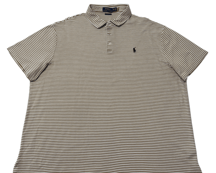 Ralph Lauren Custom Slim Fit Tan & White Striped Polo Shirt