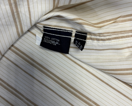 Tommy Hilfiger Beige Striped Long Sleeve Button-Down Shirt