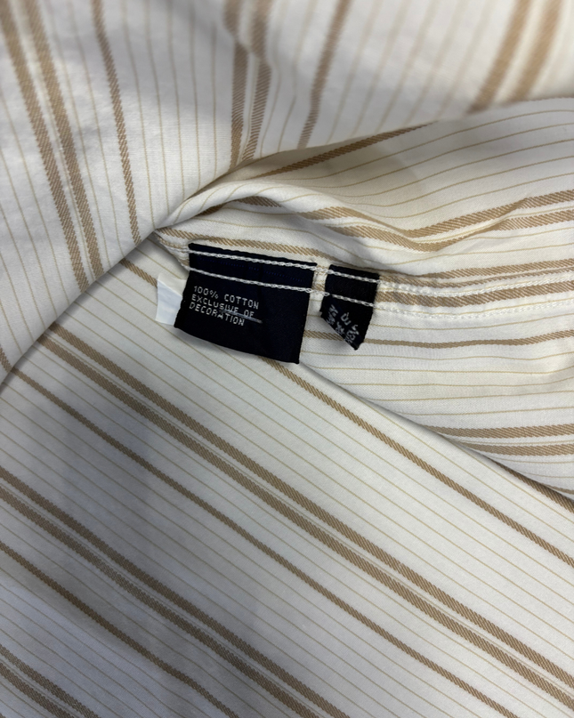 Tommy Hilfiger Beige Striped Long Sleeve Button-Down Shirt