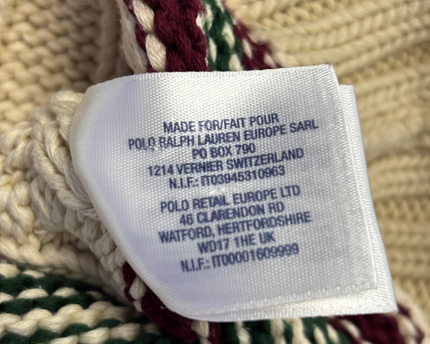 Polo Ralph Lauren Cream Cable-Knit Cricket V-Neck Sweater