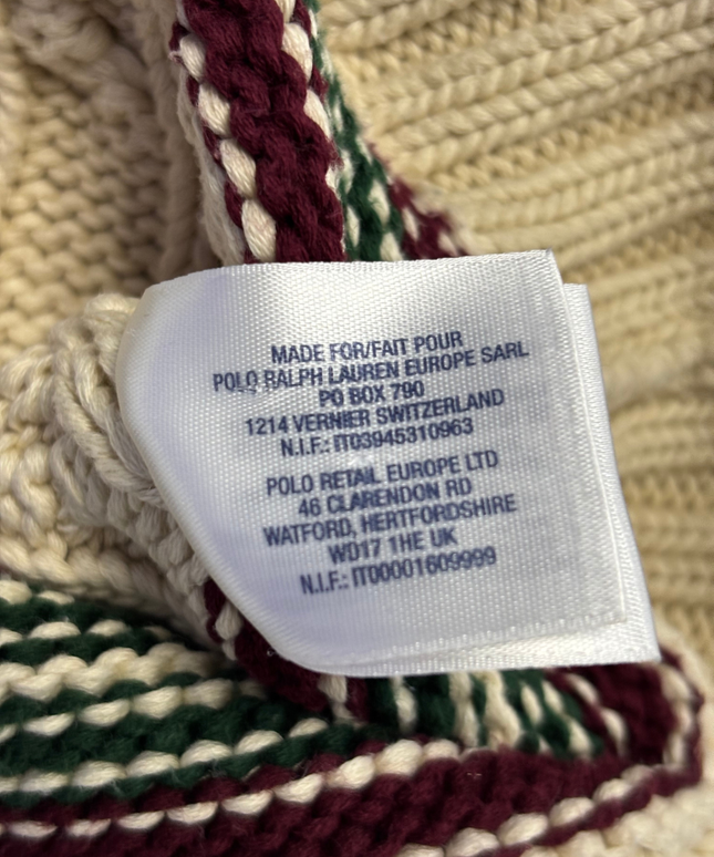 Polo Ralph Lauren Cream Cable-Knit Cricket V-Neck Sweater