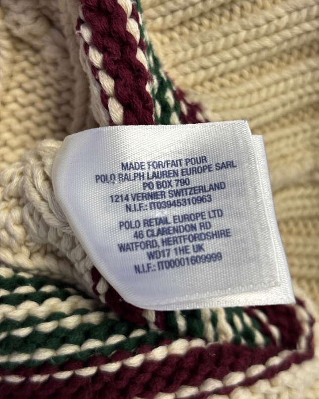 Polo Ralph Lauren Cream Cable-Knit Cricket V-Neck Sweater