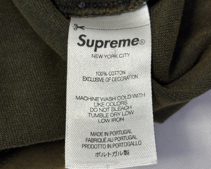 Supreme Olive Green Pigment Dyed Embroidered Logo T-Shirt