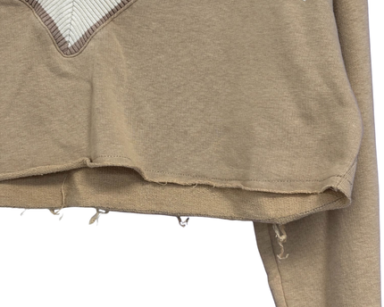 Bershka Beige Nashville Varsity V-Neck Crop Top