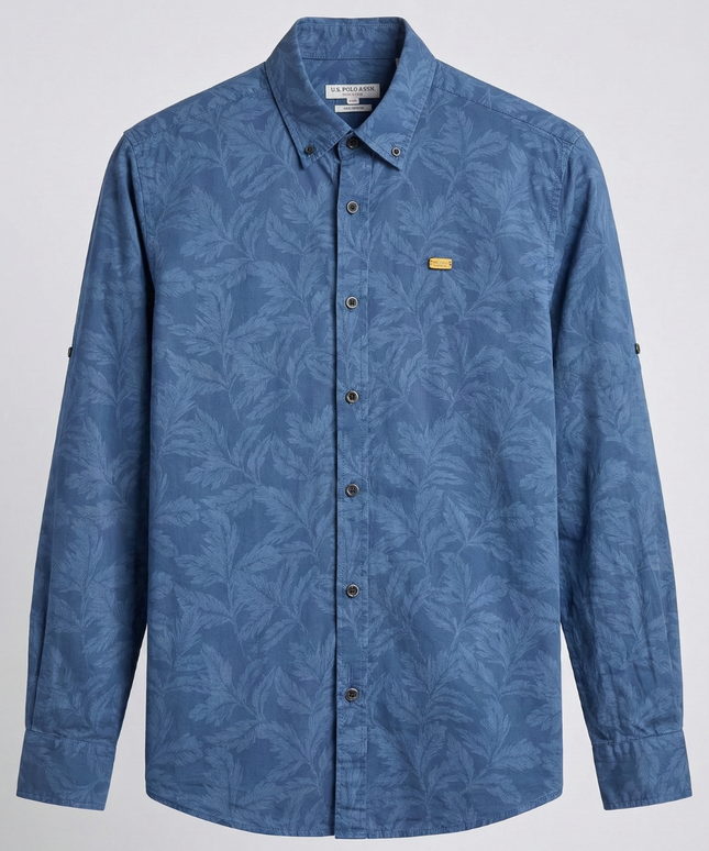 U.S. Polo Assn. Blue Leaf Print Button-Down Shirt