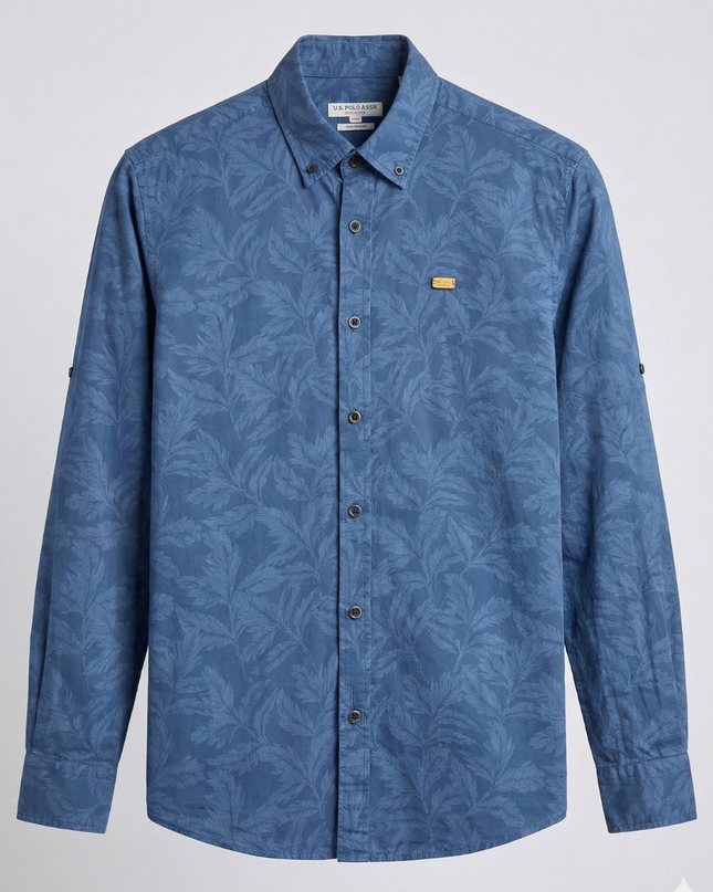U.S. Polo Assn. Blue Leaf Print Button-Down Shirt