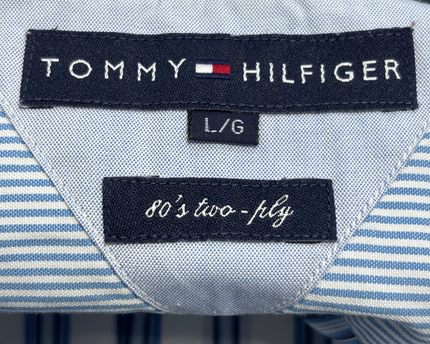 Tommy Hilfiger Blue/White Striped Long Sleeve Button Down Shirt