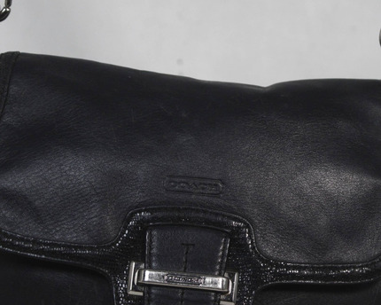 Coach Black Leather Flap Shoulder Crossbody Bag