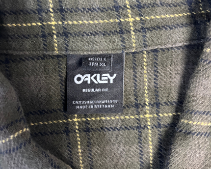 Oakley Olive Green/Yellow Plaid Long Sleeve Button-Down Shirt