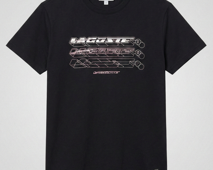 Lacoste Black Slim Fit Abstract Logo Print Graphic T-Shirt