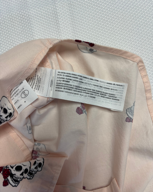 Hollister Pink Skull & Roses Graphic Short Sleeve Shirt