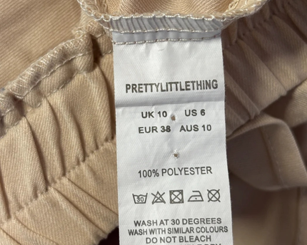 PrettyLittleThing Beige Flared High-Waist Shorts