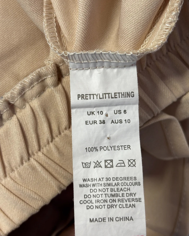 PrettyLittleThing Beige Flared High-Waist Shorts