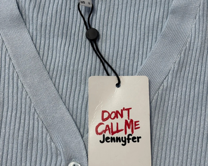 Don't Call Me Jennyfer Sky Blue Ribbed Knit Button-Down Mini Dress W/Tags