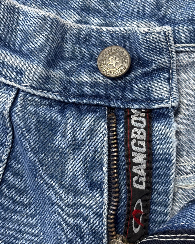 Gang Boy Blue Embroidered Baggy Denim Shorts