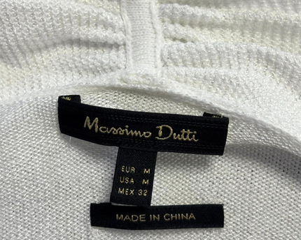 Massimo Dutti White Peplum Open-Front Knit Cardigan