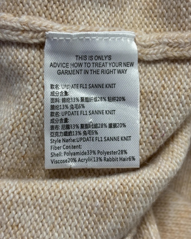ONLY Beige Knit Cardigan with Delicate Lace Collar