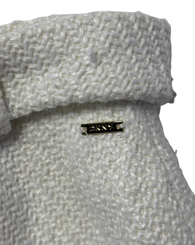 DKNY White Tweed Belted Pencil Skirt